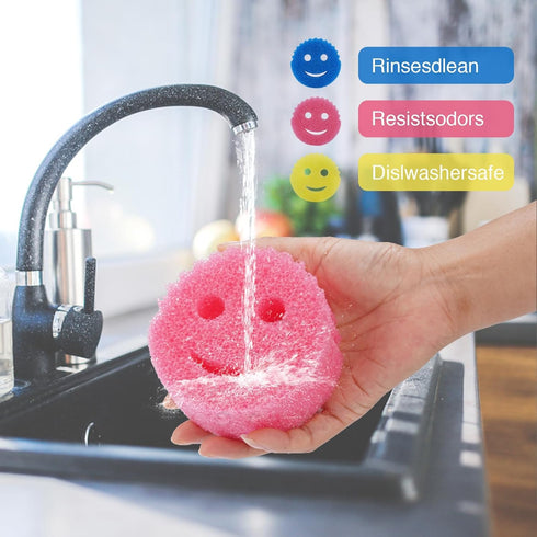 Scrub Dish Sponge Set Color Variety Pack (8 Sponges & 1 Sponge Holder), Scratch-Free Multipurpose Dish Sponges - Bpa Free & Made with Polymer Foam...