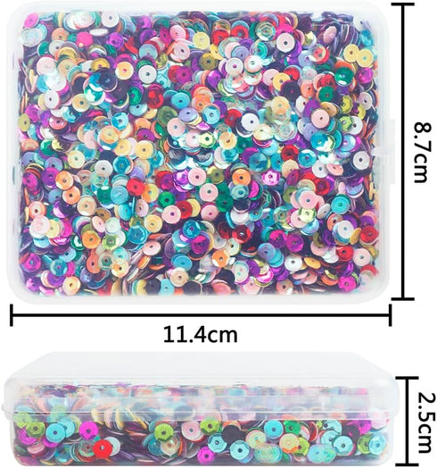 12000Pcs Bulk Loose Flake Sequins Rainbow Cup Paillette Confetti 5MM for DIY Crafts Wedding Party Christmas Decoration with Storage Box 80 Grams...