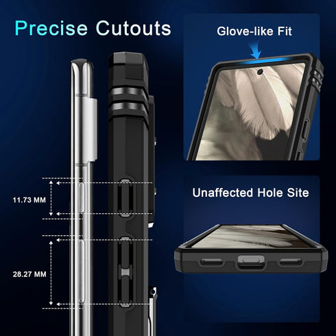 DEERLAMN Case for Google Pixel 7a with Slide Camera Cover+Screen Protector (2 Packs), Rotated Ring Kickstand Military Grade Shockproof Protective ...