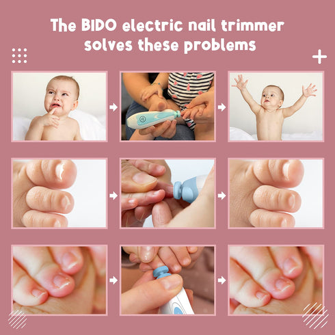 B?DO Baby Nail Trimmer File Electric-Safe Baby Nail Clippers,Manicure Kit for Newborn Toddler and Kids,12 Grinding Heads and LED Light, Pink or Bl...