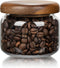 1 PC Small Glass Storage Jars with Airtight Lids, 10 fl oz (300ml) coffee container with Wooden Lid, Glass Pantry Canister for Beans, Rice, Sugar ...