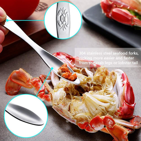 Crab Leg Crackers and Tools - Lobster Crackers and Picks Set Shellfish Crab Claw Cracker Stainless Steel Seafood Crackers & Forks - lobster tools ...