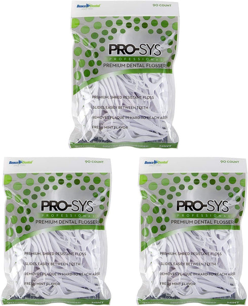 PRO-SYS® Premium Dental Mint Flossers - 270 Count (3 Packs - 90 Flossers Per Pack)...