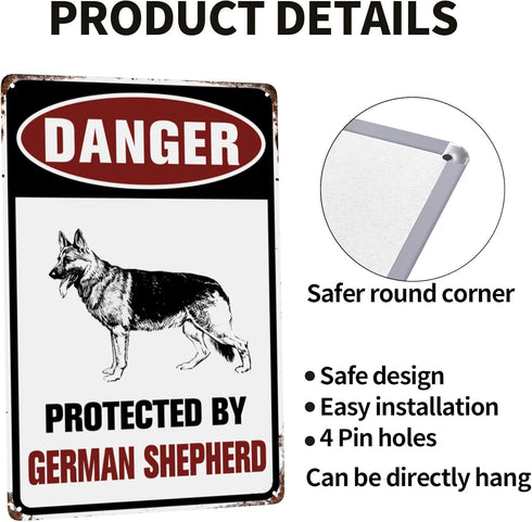 Beware Of Dog Sign Warning Signs For Fence German Shepherd Sign Outdoor House Signs 8x12 Inches...