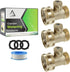 Heavy Duty Brass Shut Off Valve, Garden Connector Attachment with Rubber Washers for Outdoor Lawn and Gardening Hoses, Leak Resistant Threading, 3...