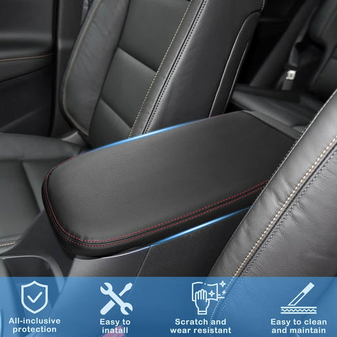 QianBao Compatible with Chevrolet Equinox 2018-2023 /GMC Terrain 2017-2023 Leather Armrest Box Center Console Cover Red Line...