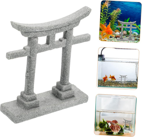 Garden Micro Landscape Chinese Decorations Outdoor Figurines Mini Planter Pots Pagoda Torii Gate Ornament Miniature Torii Gate Simulation Ornament...