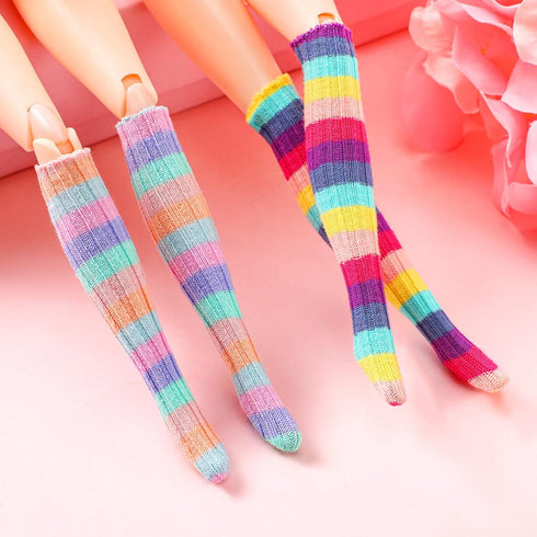 Sotiff 10 Pairs Doll Lace Stockings Handmade Long Sock Female Doll Socks Legging Casual Accessories for DIY Baby Doll Clothes Toy (Groovy Style)...