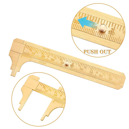 2 Pcs Brass Vernier Caliper Pocket Caliper Handy Caliper Measuring Mini Tool Double Scale Sliding Gauge Metal Pocket Ruler for Bead Wire Jewels Ri...