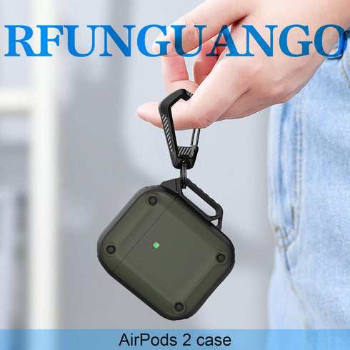 RFUNGUANGO AirPods Case Cover, Military Grade Anti-Fall Soft TPU Shock-Absorbing Protective AirPods 2&1 Generation Case with Keychain and Cleaning...