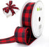 Wired Buffalo Plaid Ribbon 1-1/2 Inches x 25 Yards Red and Black Buffalo Check Ribbon for Gift Wrapping, Crafts, and Decorations...