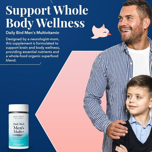 Best Nest Wellness Men's Multi Plus - Daily Multivitamin for Brain & Energy Health Support - Daily Multivitamin for Men - Probiotics & Digestive E...