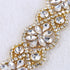 Gold Rhinestone Belts Crystal Wedding Dress Sash Applique with Beaded Jeweled Sequin Diamond Embellishments Hot Fix Iron on for Bridal Bridesmaid ...