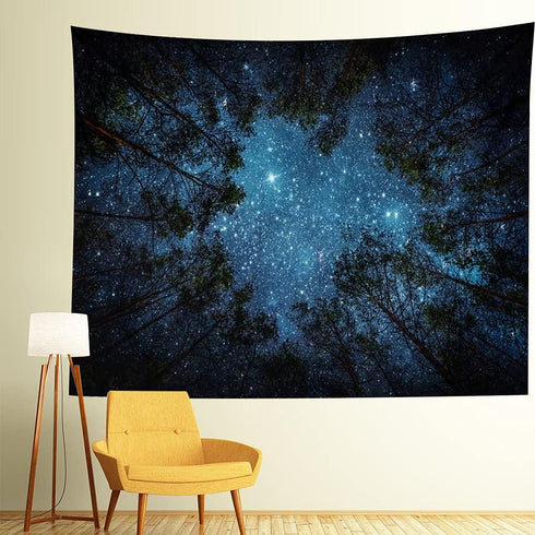 Llamazing Forest Tapestry Home Decor Landscape Tapestry Living Room Bedroom Decoration Tapestry Magic Tapestry Curtain (Looking Up at The Stars, 9...