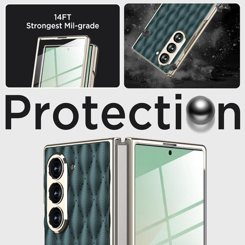 Miimall Slim Fit for Samsung Galaxy Z Fold 6 Case with Camera Protection for Women Girls, Screen Protector Ultra Thin and Slim PU Leather Luxury C...