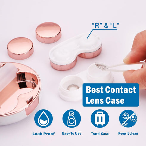 2 Pack Contact Lens Case, Leak-Proof Contact Case Travel with Cleaner Washer Holder Tweezers, Remover Tool Solution Bottle for Outdoor Daily Use(S...