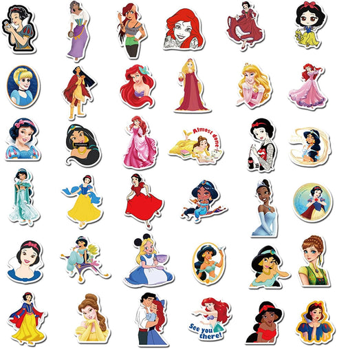 100pcs Cute Princess Stickers for Girl, Disney Cartoon Princess Stickers for Teen Kids Water Bottle, Skateboard, Phone, Laptop, Bicycle, Travel Ca...
