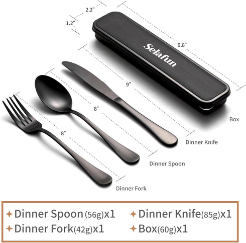 Travel Cutlery Set with Case Portable Silverware Utensils Set,4-pieces Stainless Steel Reusable Flatware Set Cutlery Set for Camping Picnic Hiking...