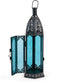 Zingz & Thingz Moroccan Style Candle Lantern Holder, Decorative Light Home Decor, Indoor & Outdoor, 13" Tall, Black with Blue Glass...