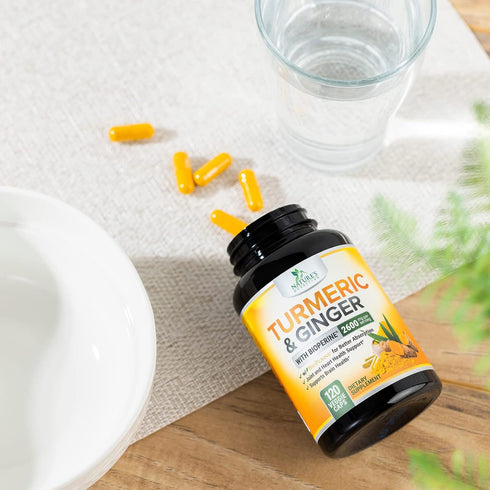 Turmeric Curcumin with BioPerine Black Pepper & Ginger 95% Standardized Curcuminoids 2600mg for Max Absorption Joint & Antioxidant Support, Nature...