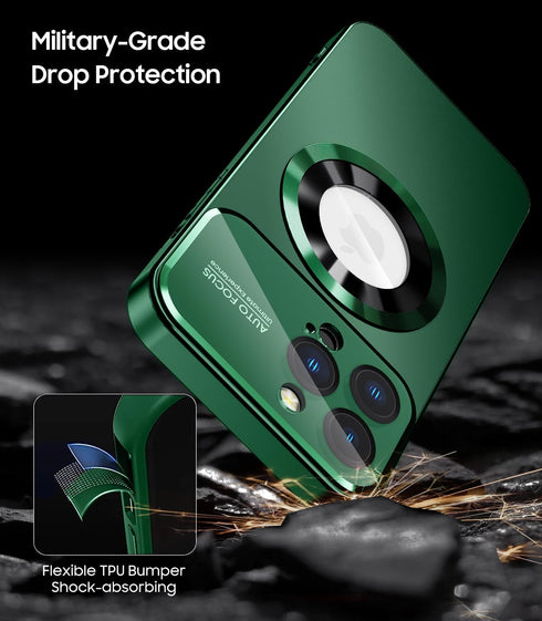 Magnetic for iPhone 12 Pro Max Case, Compatible with MagSafe, Built-in Camera Lens Protector, Logo View, Military Grade Drop Proof Phone Case Cove...