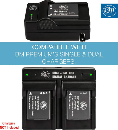 BM LI-90B, LI-92B Battery for Olympus Tough TG-6, TG-5, TG-Tracker, Tough SH-1, SH-2, SP-100, SP-100 IHS, Tough TG-1 iHS, Tough TG-2 iHS, Tough TG...