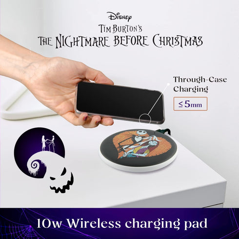 Disney Tim Burton’s The Nightmare Before Christmas Wireless Charging Pad - Jack Skellington and Sally Wireless Charger- The Nightmare Before Chris...