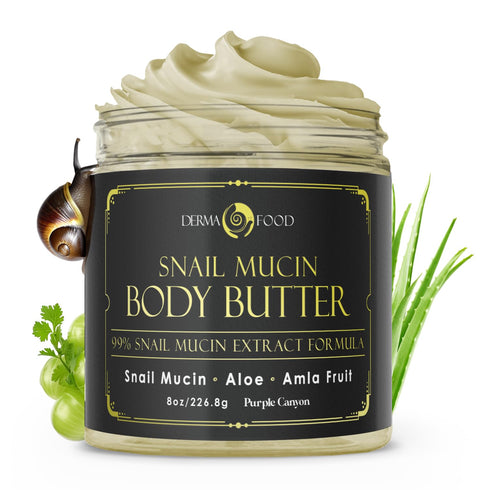 PURPLE CANYON 99% Snail Mucin Body Butter 8oz | Reduce Blemishes, Dark Spots, and Wrinkles for Radiant Skin | Skin Care Snail Cream Moisturizer Dr...