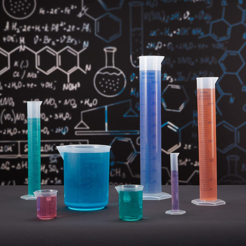 Plastic Beakers Set - Education, Research Equipment, Industrial & Academic Labs - Polypropylene Plastic - Science Lab Equipment, Home Experiments,...