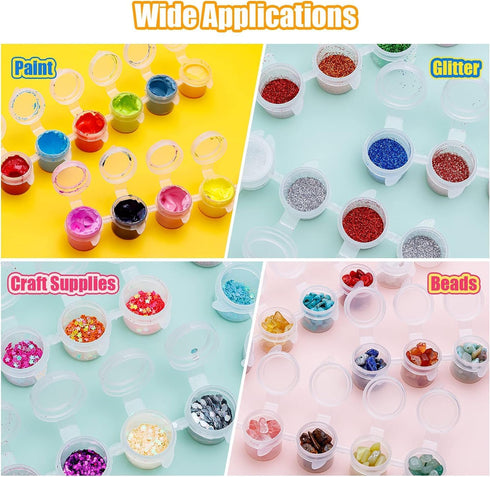15 Strips 90 Pots Empty Paint Pots, YGAOHF 5ml/0.17oz Large Empty Paint Pots with Lids, Easy Open Acrylic Paint Container Paint Strips for Kids Cl...
