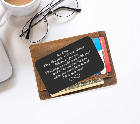 Sentimental Engraved Wallet Insert Card Decor Gift for Boyfriend Husband Fiancé From Wife Girlfriend-Fathers Day Christmas Birthday Valentines Day...
