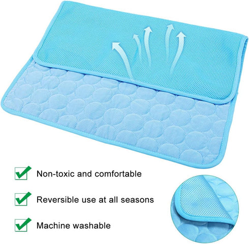 VeMee Cooling Mat Pad for Dogs Cats Ice Silk Mat Cooling Blanket Cushion for Kennel/Sofa/Bed/Floor/Car Seats Cooling (Dog Cooling mat-Blue)...