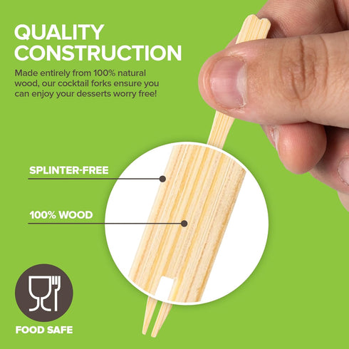200 Bamboo Appetizer Forks, 3.5" Disposable Bamboo Fork for Charcuterie, Mini Forks for Appetizers, Cocktail Forks for Weddings, Small Appetizer P...
