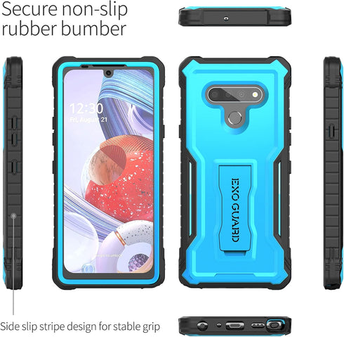 ExoGuard for LG Stylo 6 Case, Rubber Shockproof Cover Case Compatible with LG Stylo 6 Phone, Built-in Kickstand (Blue)...