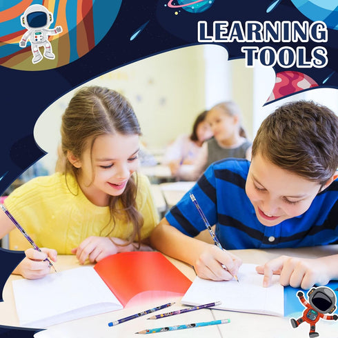 48 Pieces Space Themed Pencils Fun Astronaut Pencils Wooden Pencil Kids Space Party Favors Pencils with Eraser HB Kids' Drawing Pencils Teacher Su...