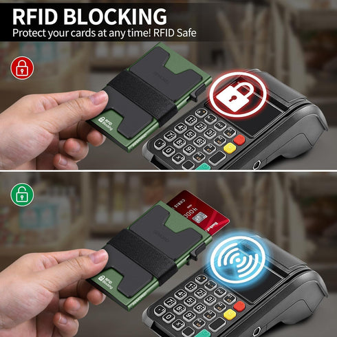 Slim Aluminum Card Holder Wallet - RFID Blocking Pop up Minimalist Wallet for Men | Front Pocket Smart Wallet Metal Card Case | Presents for Him (...