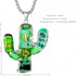 Cyberpunk Cactus pendant Necklace Steampunk Hip hop Pendant Mechanical Pendant Accessories Cool Pendant Necklace for Men and Women, Green...