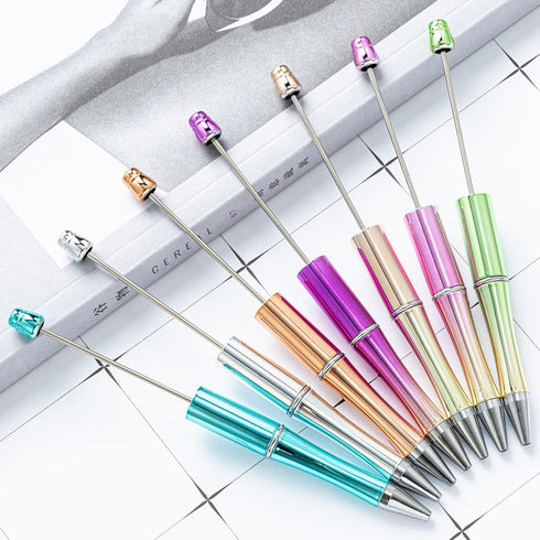 PASISIBICK Plastic UV Beadable Pens, Bead Pens for DIY PPL Gift with Shaft Black Ink, 18 Pieces...