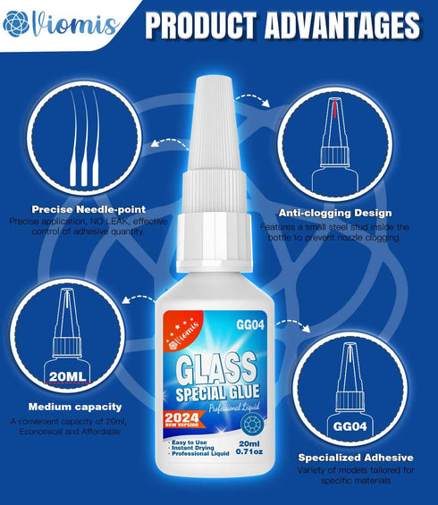 20g Clear Glass Glue - Strong Adhesive for Glass to Glass Bonding, Fast Drying, Invisible Repairs for Crafts, Jewelry, Crystals & More...
