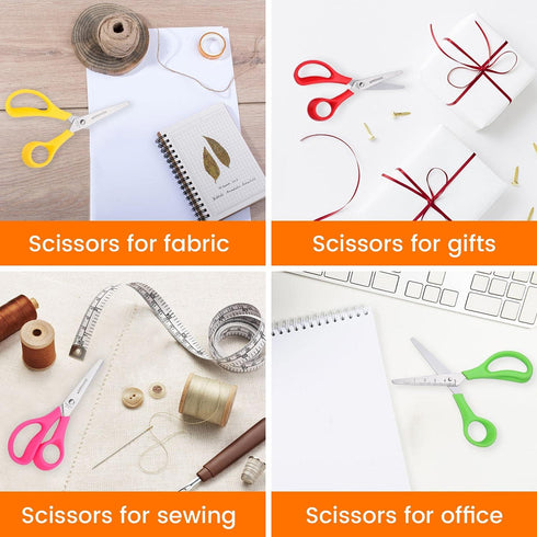 Scissors, BURVAGY 6" Multipurpose Scissors Bulk 16-Pack, Right/Left Handed Comfort-Grip Handles Ultra Sharp Blade Shears Sturdy Sharp Scissors for...
