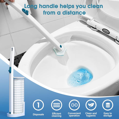 Disposable Toilet Brush with 48 PCS Toilet Refills, Disposable Toilet Cleaning System- Toilet Brush, Storage Caddy and 48 Toilet Bowl Brush Refill...