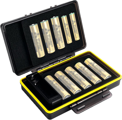 AA AAA Battery Storage Case Holder with Battery Tester, Battery Organizer Container for 8 Double A & 2 Triple A Battery, Compact and Water-Resista...