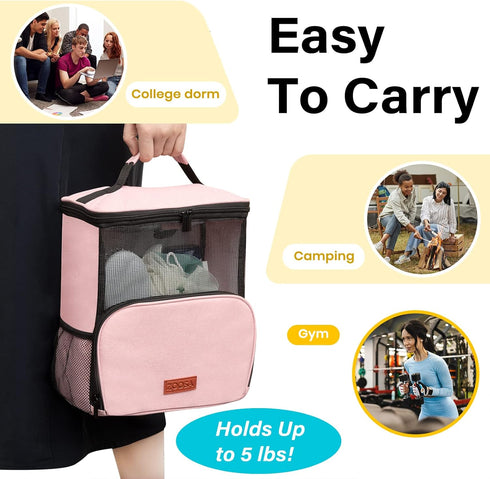 Shower Bag with Phone Pocket Holder, Extra Large Portable Hanging Mesh Shower Bathroom Tote Caddy for College Dorm, Travel, Gym, Camping, Quick Dr...
