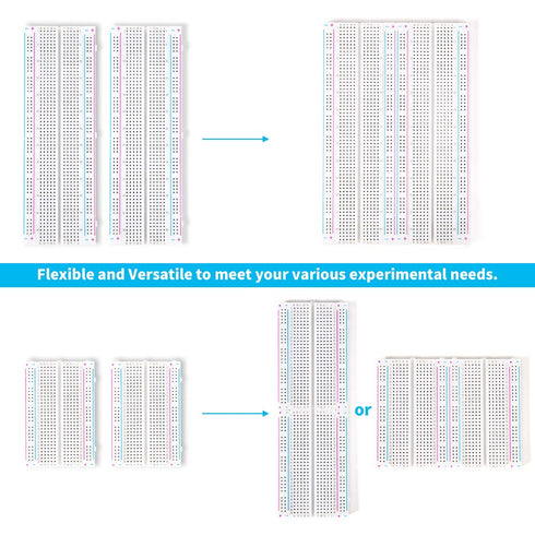 4PCS Breadboards Kit Include 2PCS 830 Point 2PCS 400 Point Solderless Breadboards for Proto Shield Distribution Connecting Blocks...