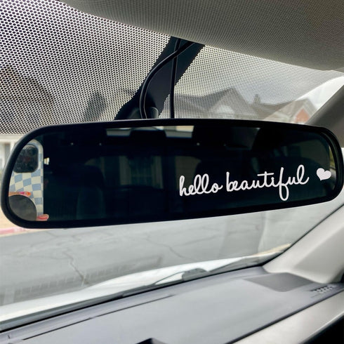 3pcs Hello Beautiful Rearview Mirror Decal Vinyl Car Decals for Women Vanity Mirror Stickers Girl...