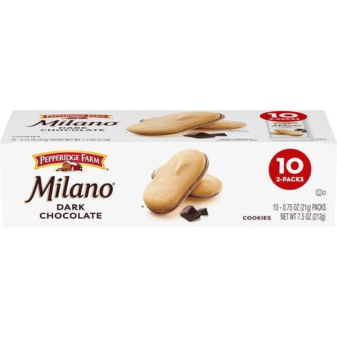 Pepperidge Farm Milano Cookies, Dark Chocolate, 10 Packs, 2 Cookies per Pack...