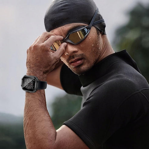 Wingle Rugged Waterproof Case for Apple Watch 45mm Series 9 8 7 Screen Protector with Tempered Glass, 2 in 1 Military Grade 360 Full Protective Bu...