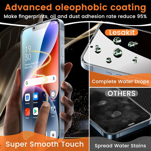 3+3 Pack Privacy Screen Protector for iPhone 14 6.1-Inch with 3 Pack Camera Lens Protector, Anti Spy Tempered Glass Film 9H Hardness Bubble Free C...