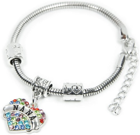 Beautiful Crystal Love Heart Pendant Bracelet Necklace Gift For Nana Best Thanks Blessing Nana Birthday Party Gifts...
