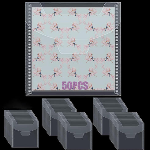 50 Pieces Stamp and Dies Clear Storage Pocket,3.9x3.9inch Scrapbooking Storage Bags for Die Cuts,Resealable Plastic Seal Pockets Folders for DIY C...